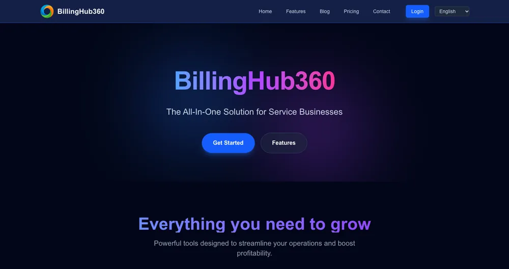 Captura del sitio de BillingHub360